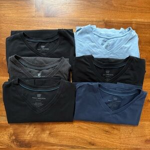 6 Mack Weldon Pima Cotton Shortsleeved V-Neck T-Shirts Size Medium